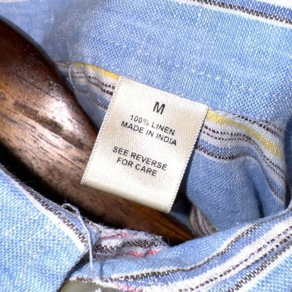 Mine London Pastel Stripe Pure Linen Button Down Shirt M - Picture 3 of 11